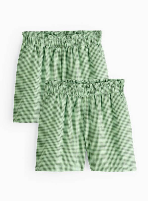 2 Pack Green Gingham Shorts 5 years