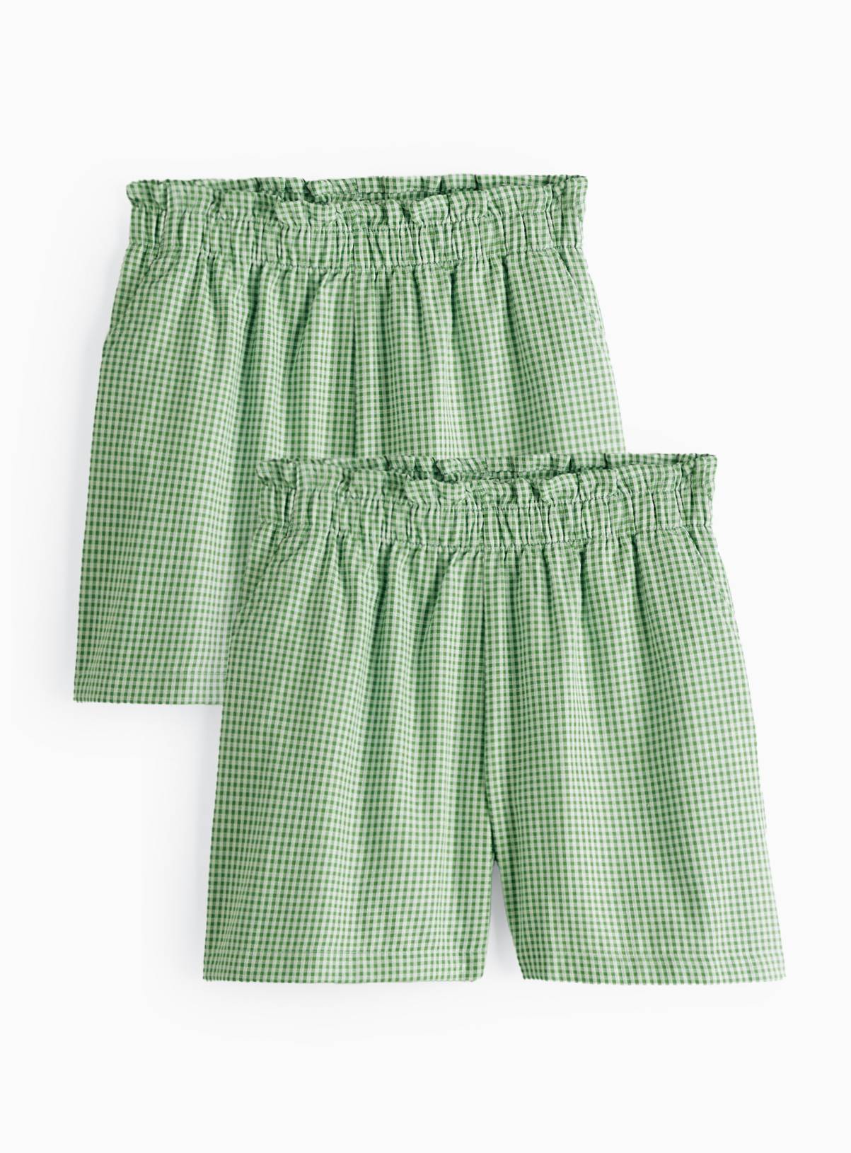 2 Pack Green Gingham Shorts 11 years - Image 1
