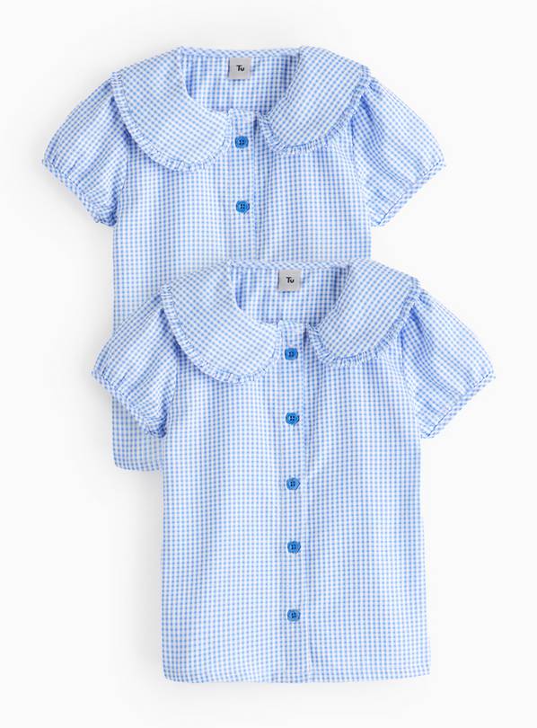 2 Pack Blue Gingham Blouse 6 years