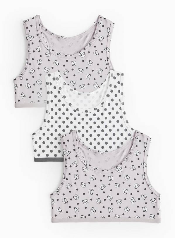 Lilac Panda Print Crop Tops 3 Pack 8-9 years