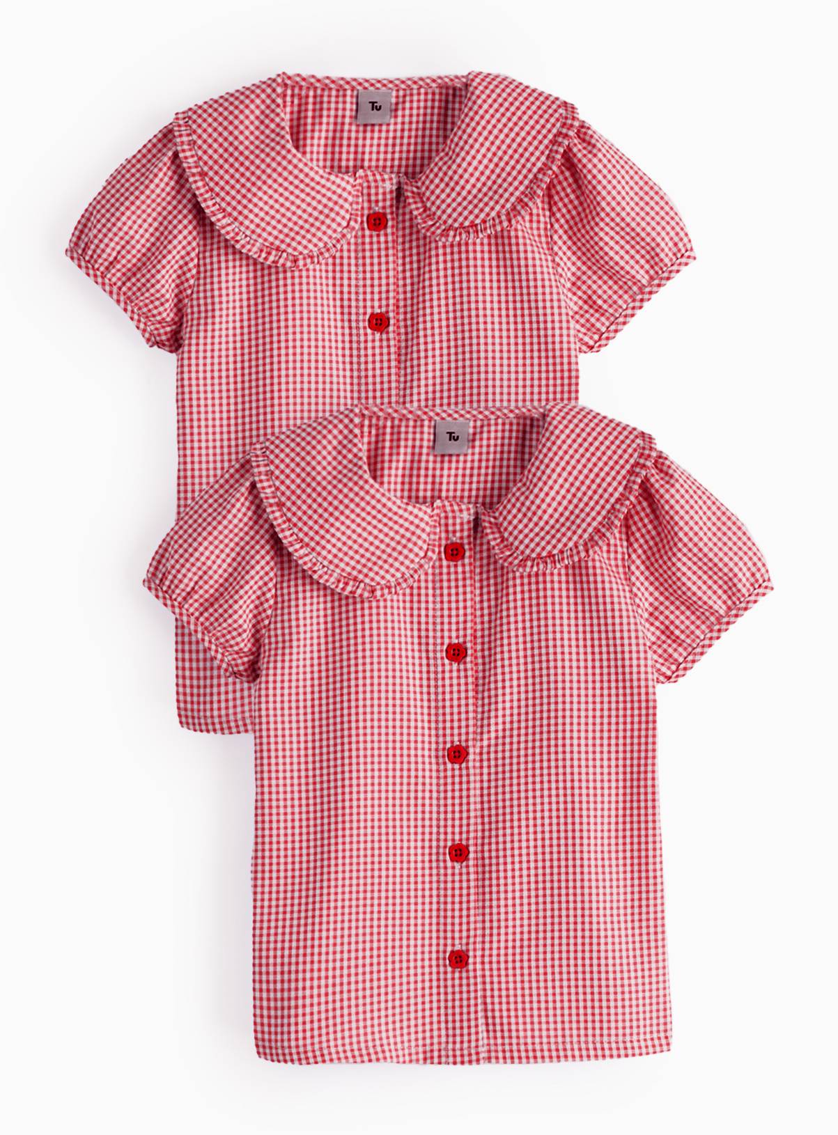 2 Pack Red Gingham Blouse 12 years - Image 1