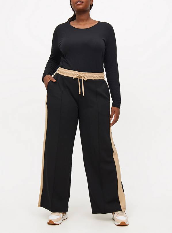 Black Neutral Side Stripe Wide Leg Trousers 16