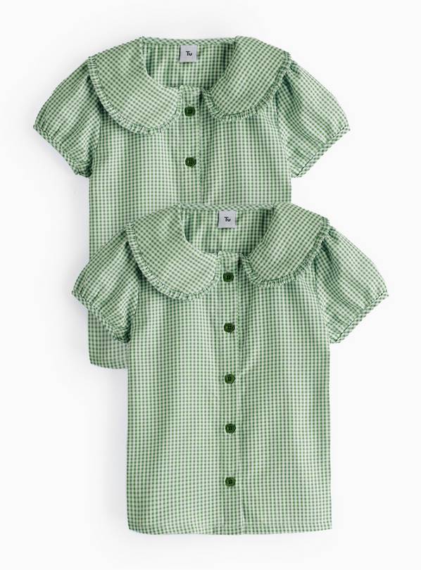 2 Pack Green Gingham Blouse 6 years