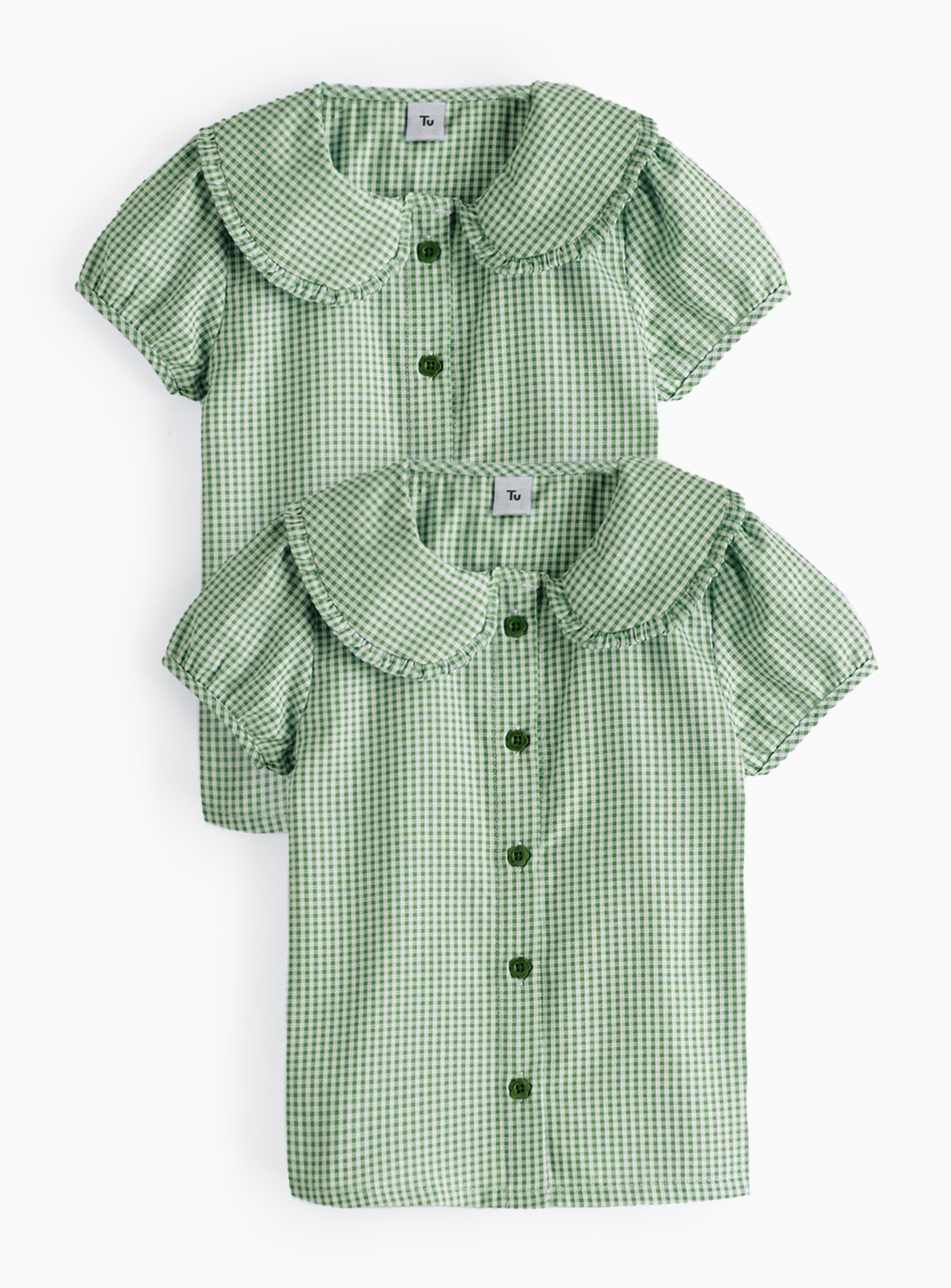 2 Pack Green Gingham Blouse 6 years - Image 1 thumbnail