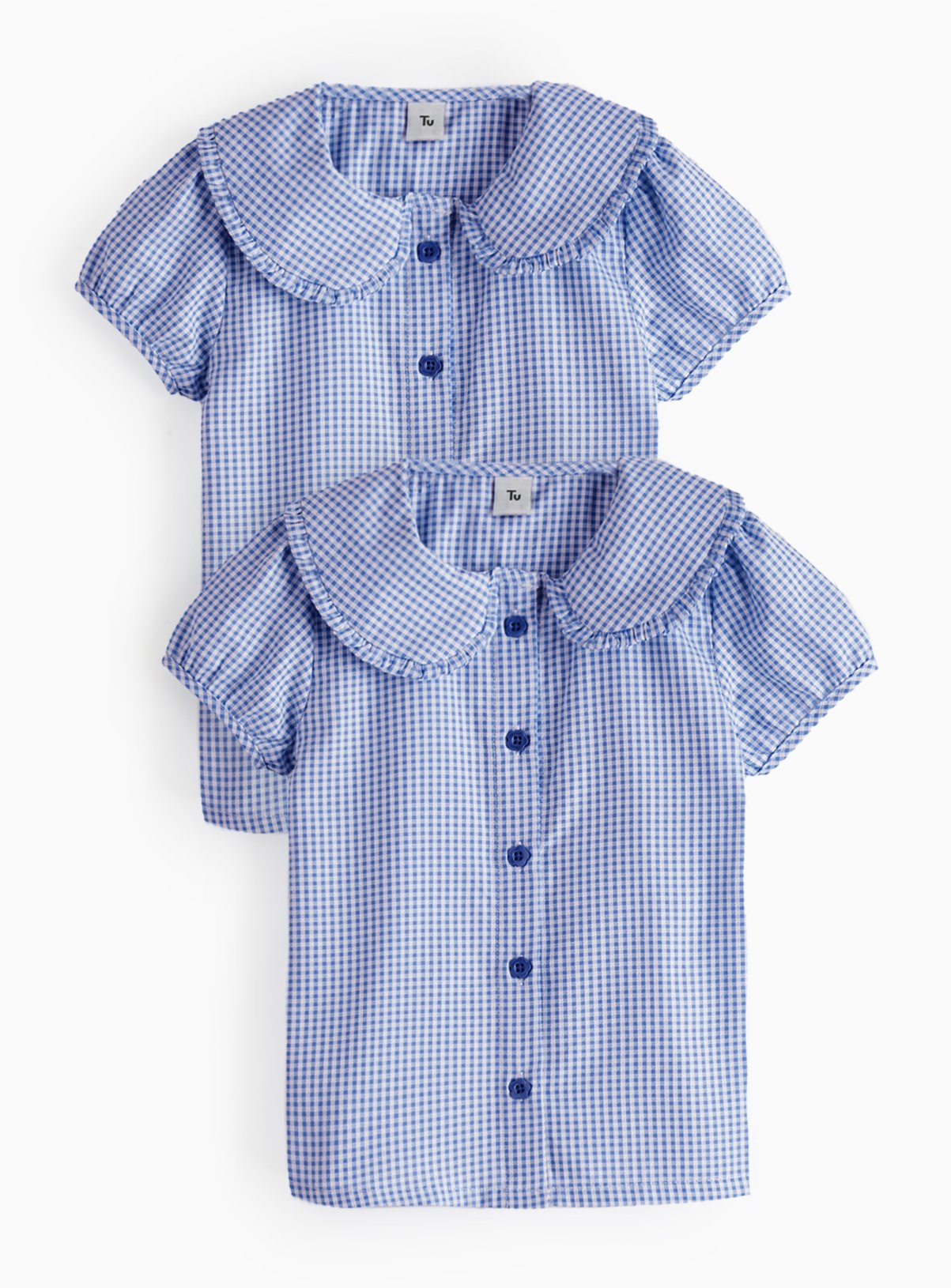 2 Pack Navy Gingham Blouse 7 years - Image 1 thumbnail