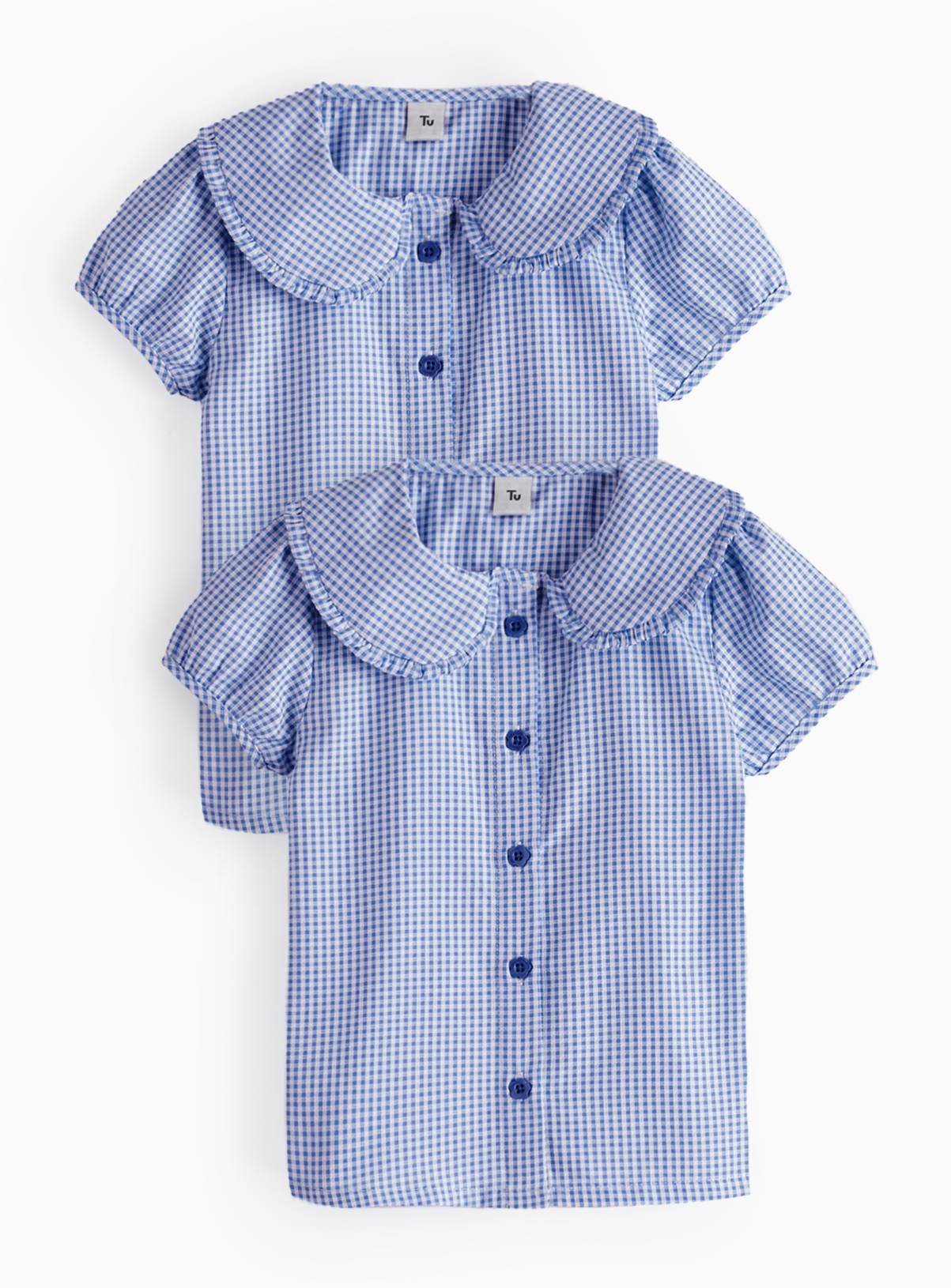2 Pack Navy Gingham Blouse 7 years - Image 1