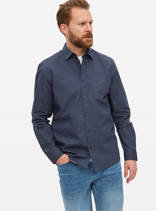 Navy Paper Touch Long Sleeve Shirt  S