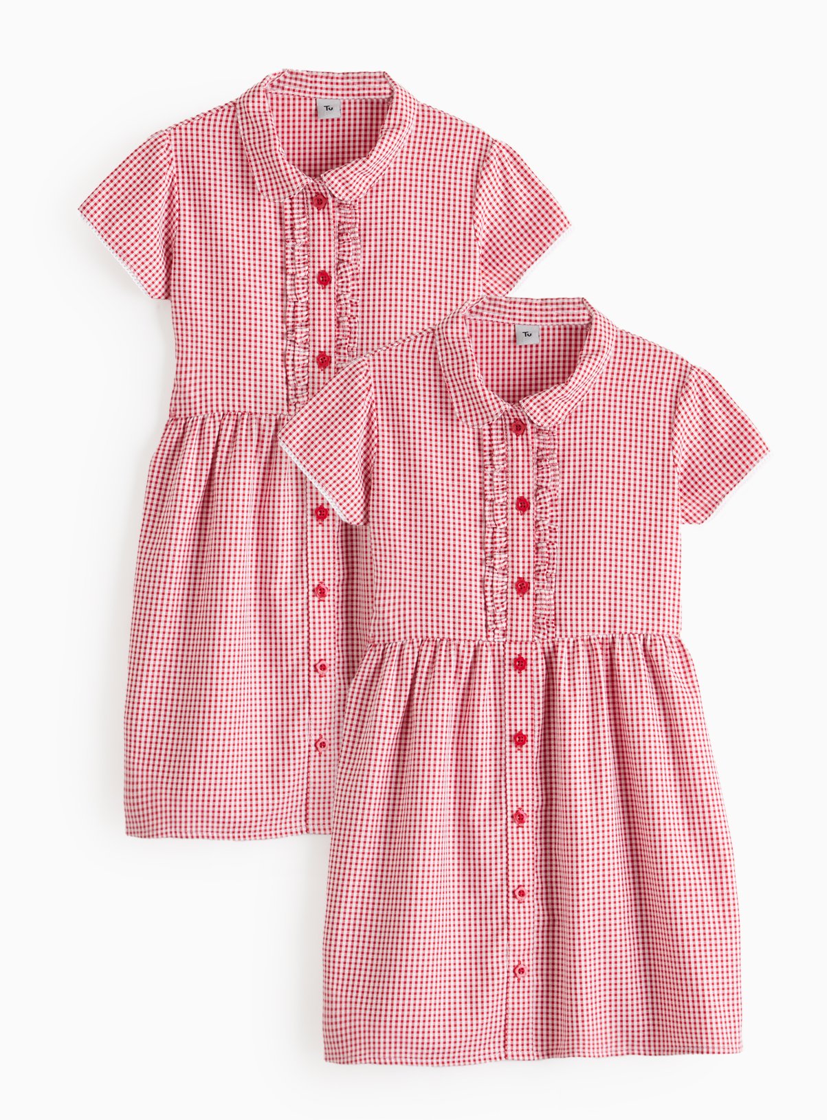 Red 2 Pack Classic Red Back Bow Gingham Dress Generous Fit (11 Years) - Tu by Sainsbury's