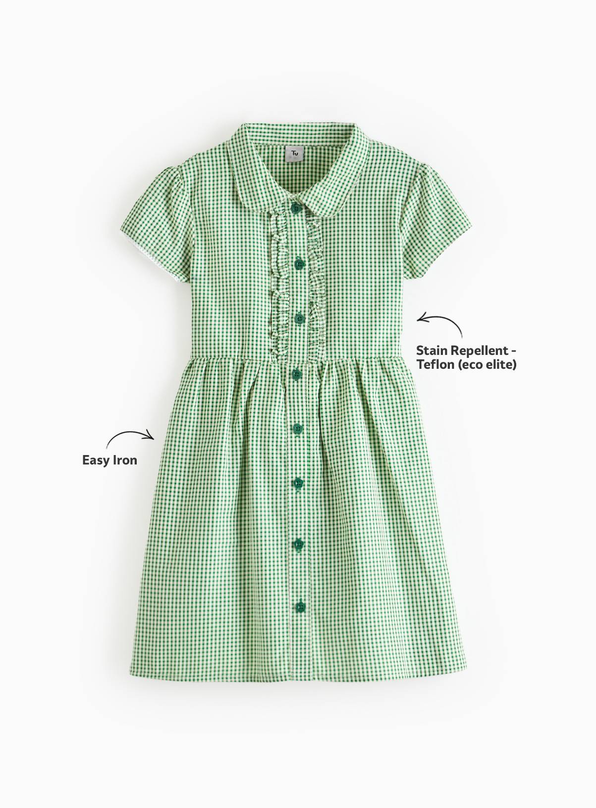 2 Pack Classic Green Back Bow Gingham Dress Generous Fit 6 years - Image 2