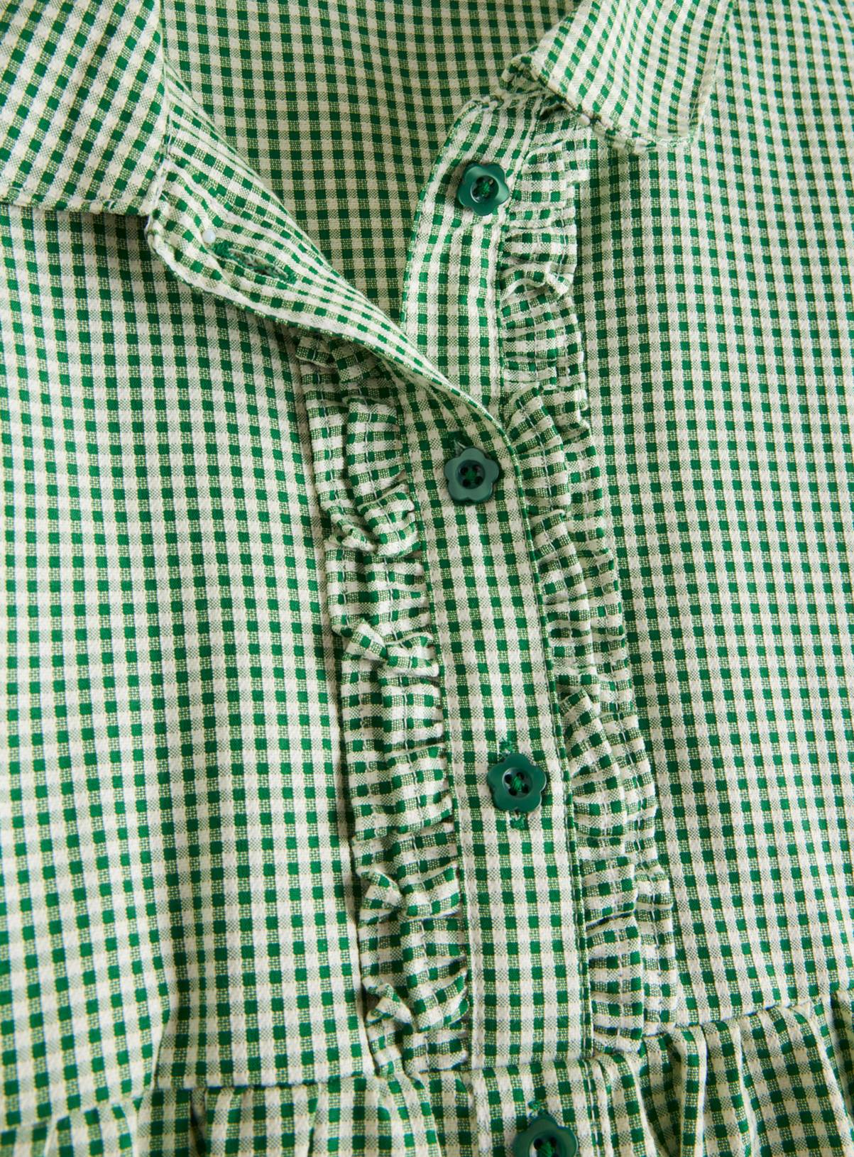 2 Pack Classic Green Back Bow Gingham Dress Generous Fit 6 years - Image 4