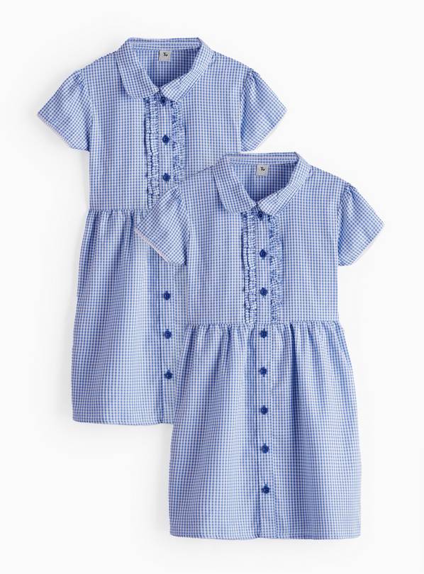 2 Pack Classic Navy Back Bow Gingham Dress Generous Fit 5 years