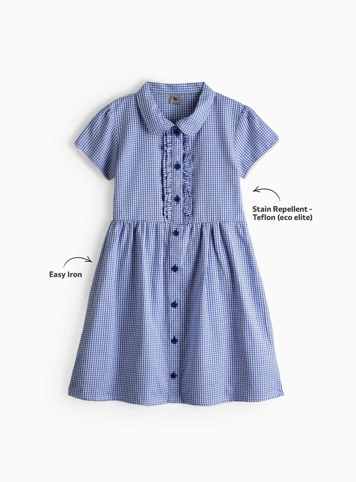 2 Pack Classic Navy Back Bow Gingham Dress Generous Fit 7 years - Image 2 thumbnail