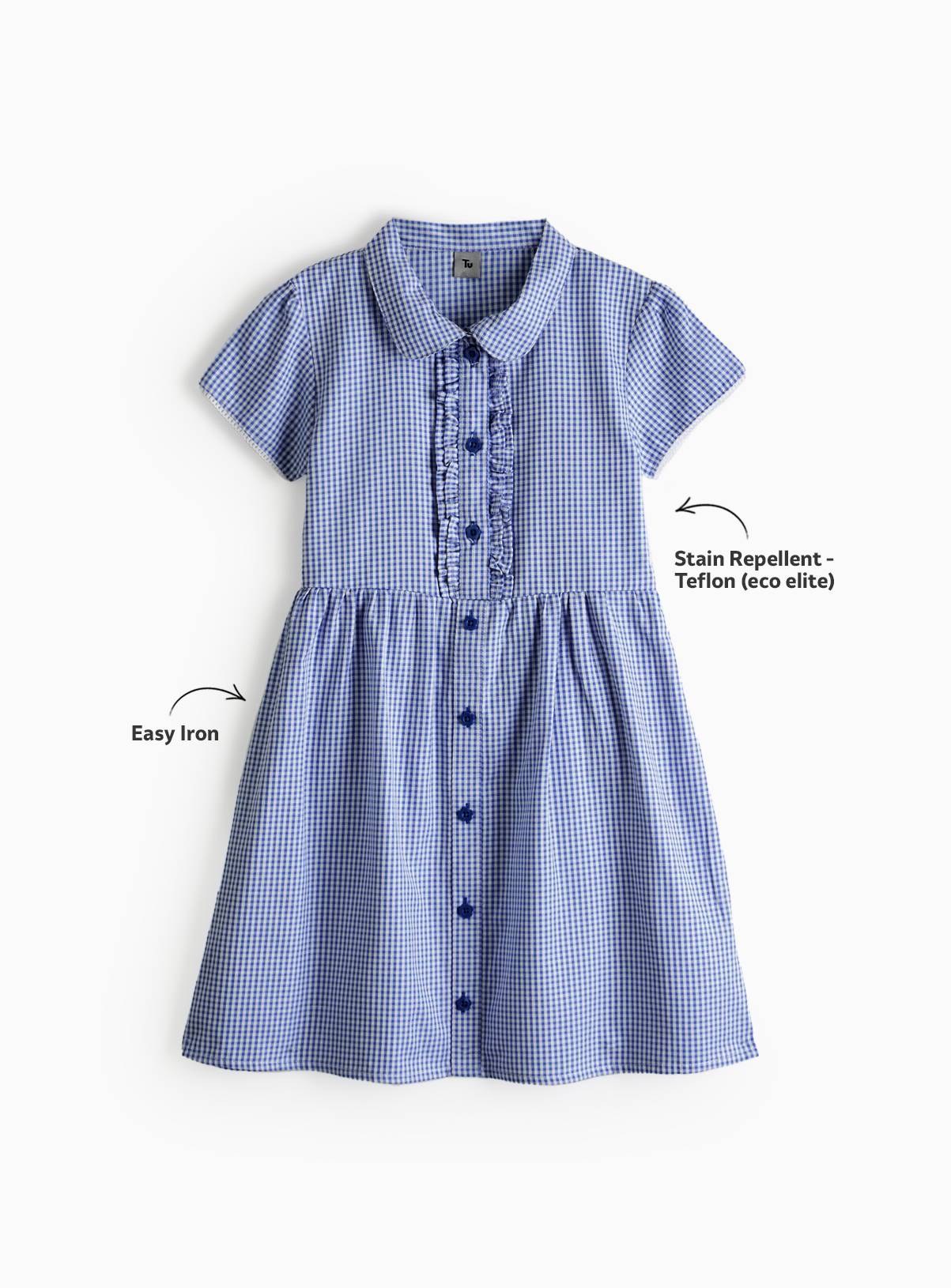 2 Pack Classic Navy Back Bow Gingham Dress Generous Fit 7 years - Image 2
