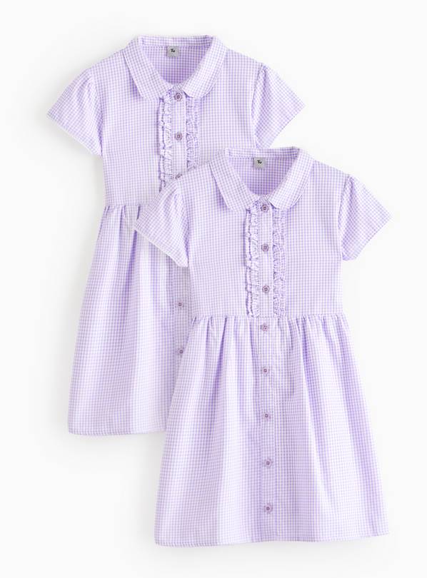 2 Pack Classic Lilac Back Bow Gingham Dress Generous Fit 4 years