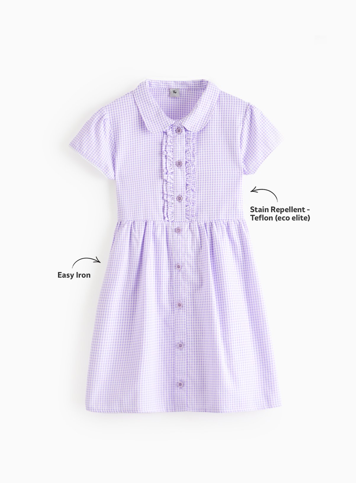 Lilac Gingham Back Bow Generous Fit Dress 2 Pack 5 years - Image 2 thumbnail