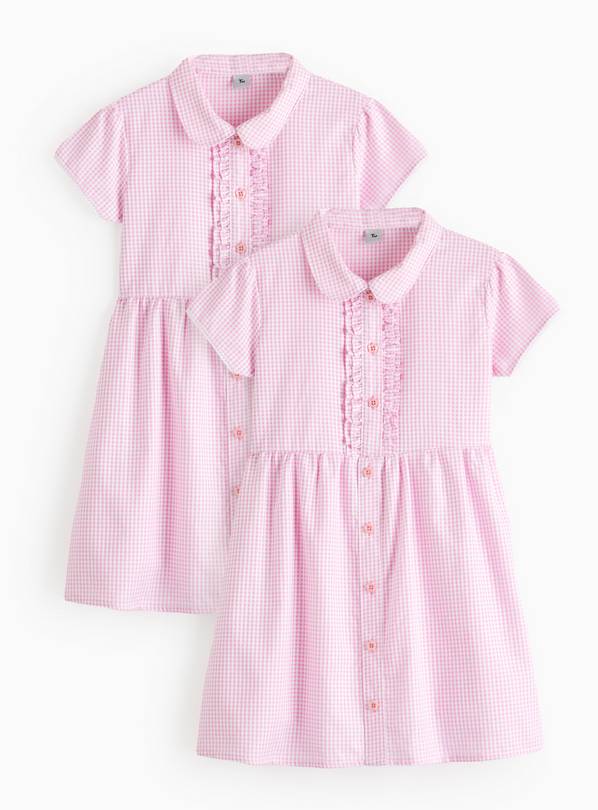 2 Pack Classic Pink Back Bow Gingham Dress Generous Fit 4 years