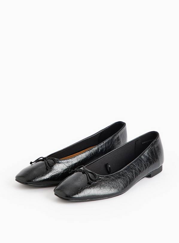 Black Crackle Design Ballerina Pumps 5