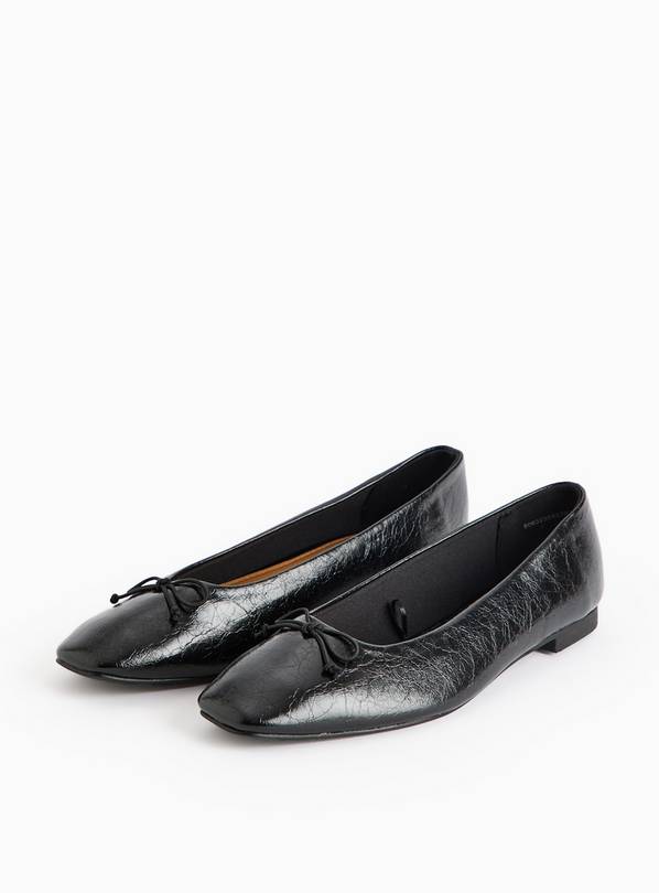 Black Crackle Design Ballerina Pumps 3