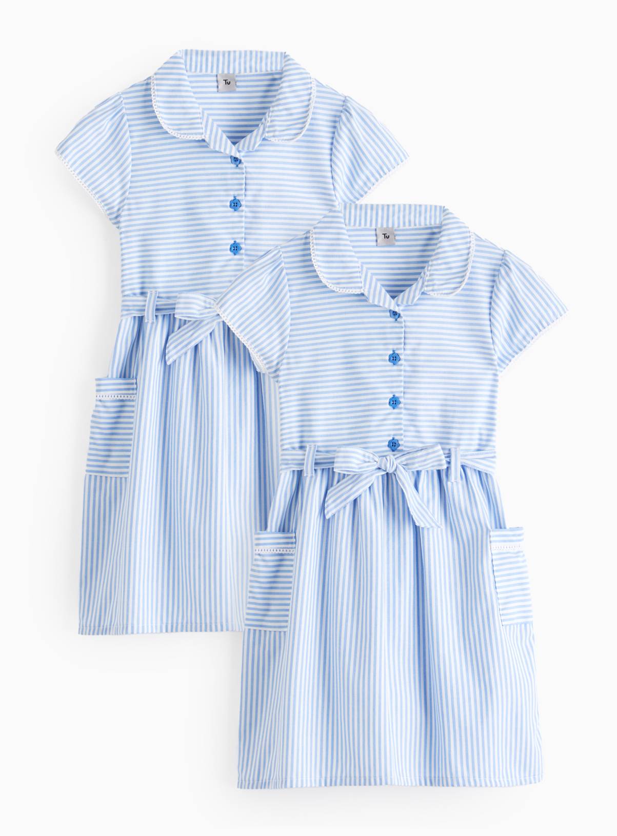2 Pack Blue Stripe Dress 12 years - Image 1