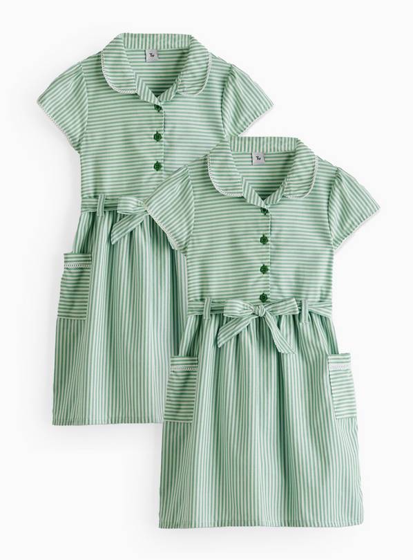 2 Pack Green Stripe Dress 4 years