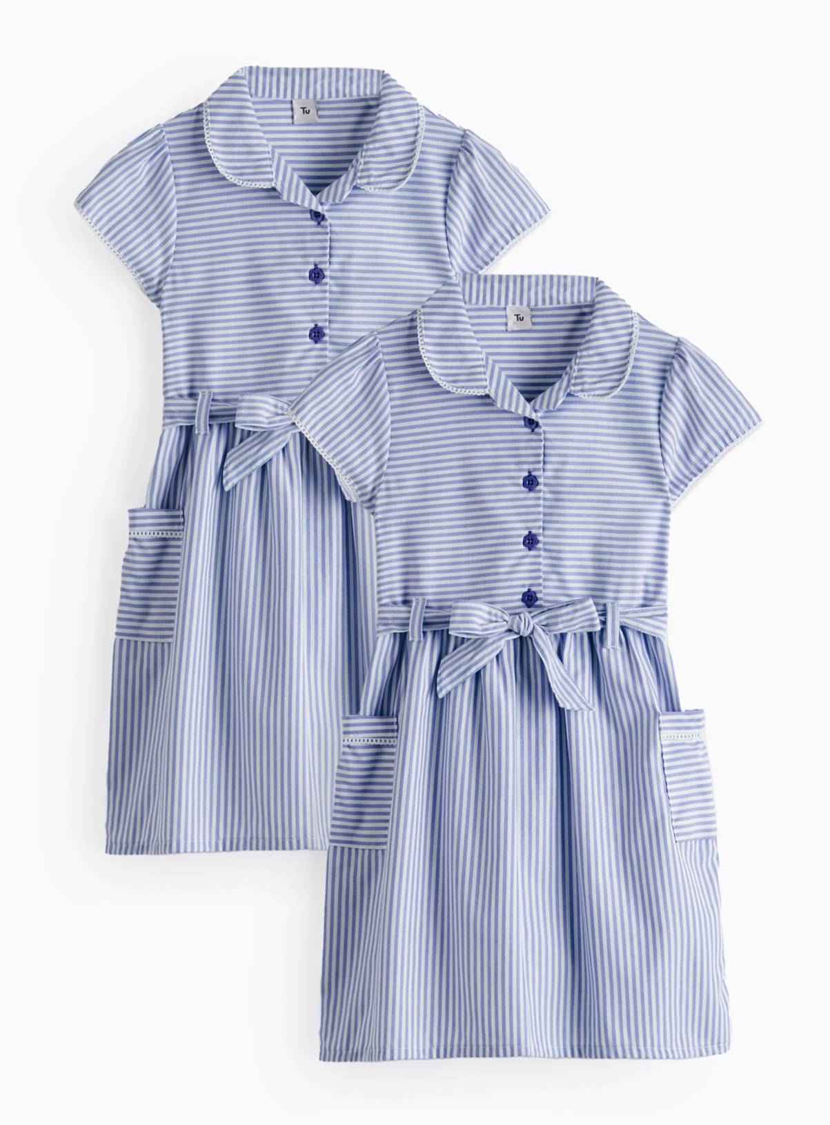 2 Pack Navy Stripe Dress 4 years - Image 1