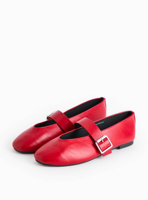 Red Strap Mary Jane Ballerina Shoes 5