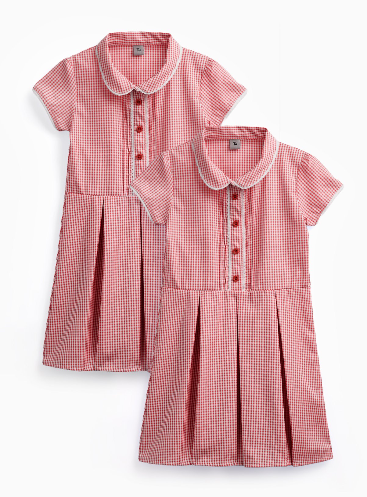 Red Gingham Cotton Blend Back Bow Dress 2 Pack 3 years - Image 1 thumbnail