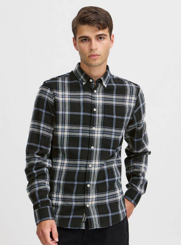 CASUAL FRIDAY CFANTON Navy Check Long Sleeve Shirt M