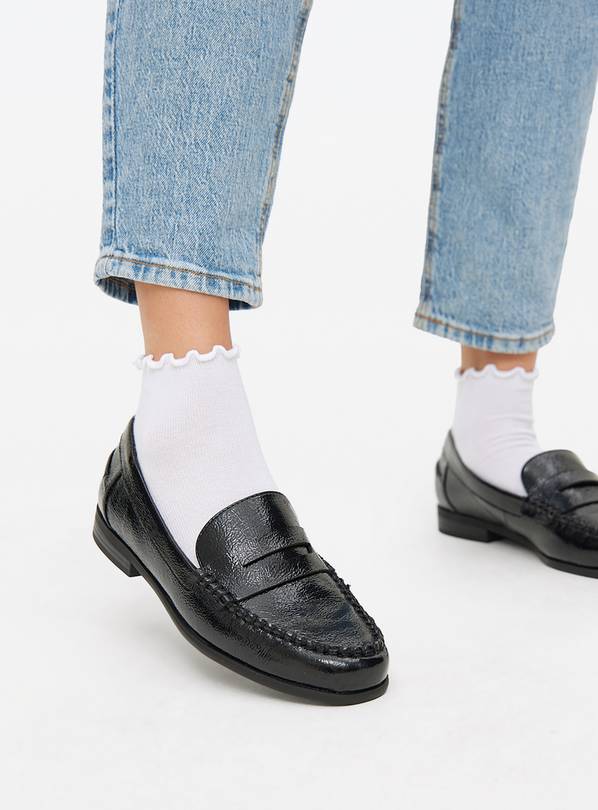 Black Crackle Patent Loafers  7