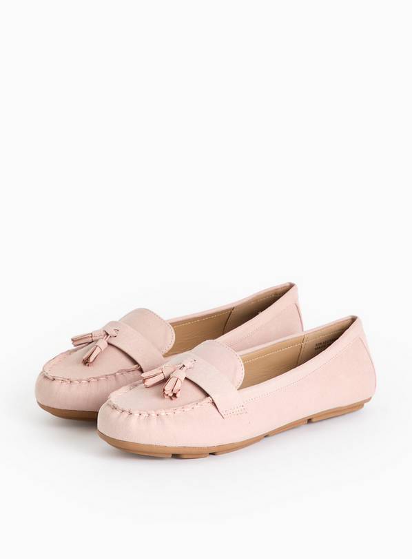 Pink Faux Suede Driving Loafers 4