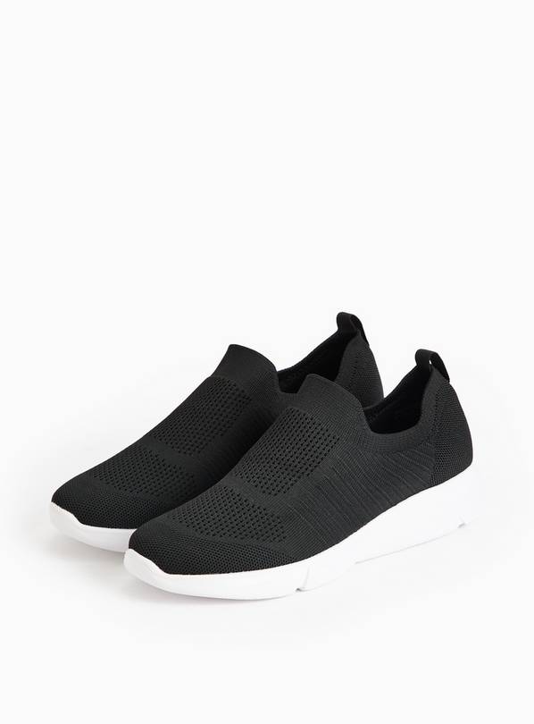 Black Knitted Slip On Trainers  6