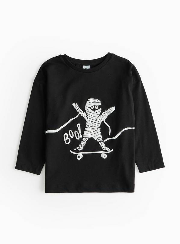 Halloween Skating Mummy Print Long Sleeve Top 1-2 years