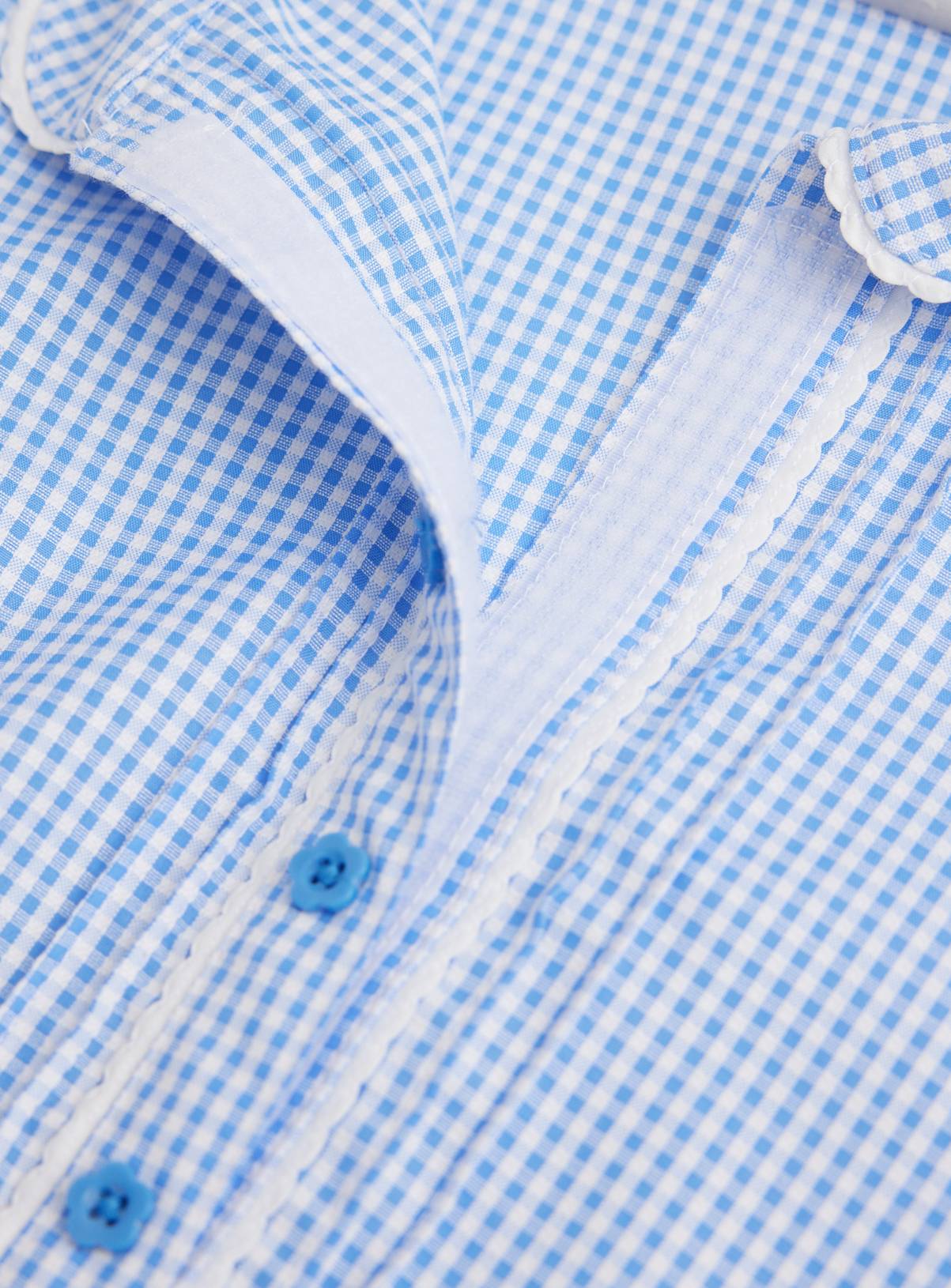Blue Gingham Cotton Blend Short Sleeve Dress 2 Pack 10 years - Image 2