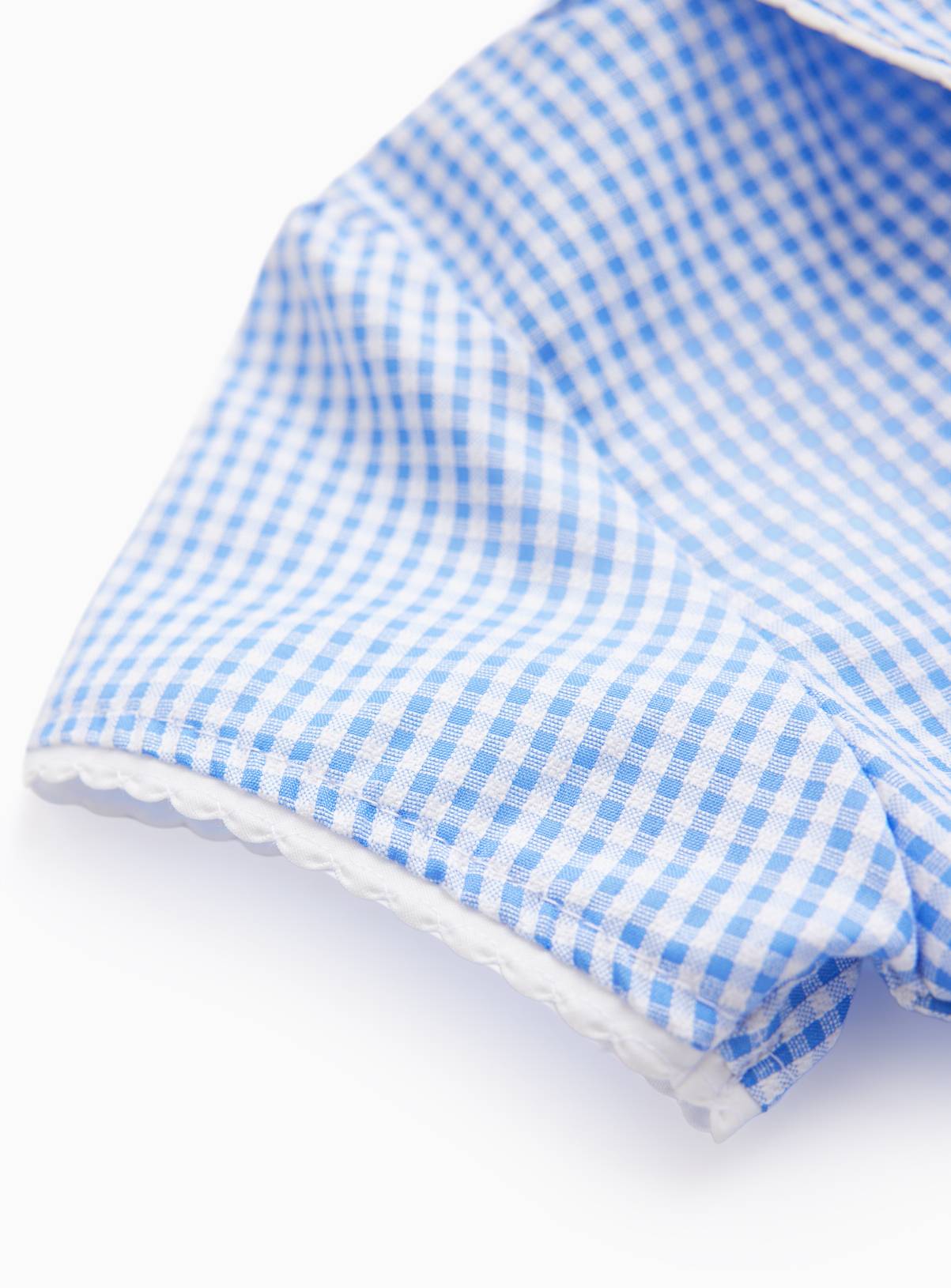 Blue Gingham Cotton Blend Short Sleeve Dress 2 Pack 10 years - Image 3