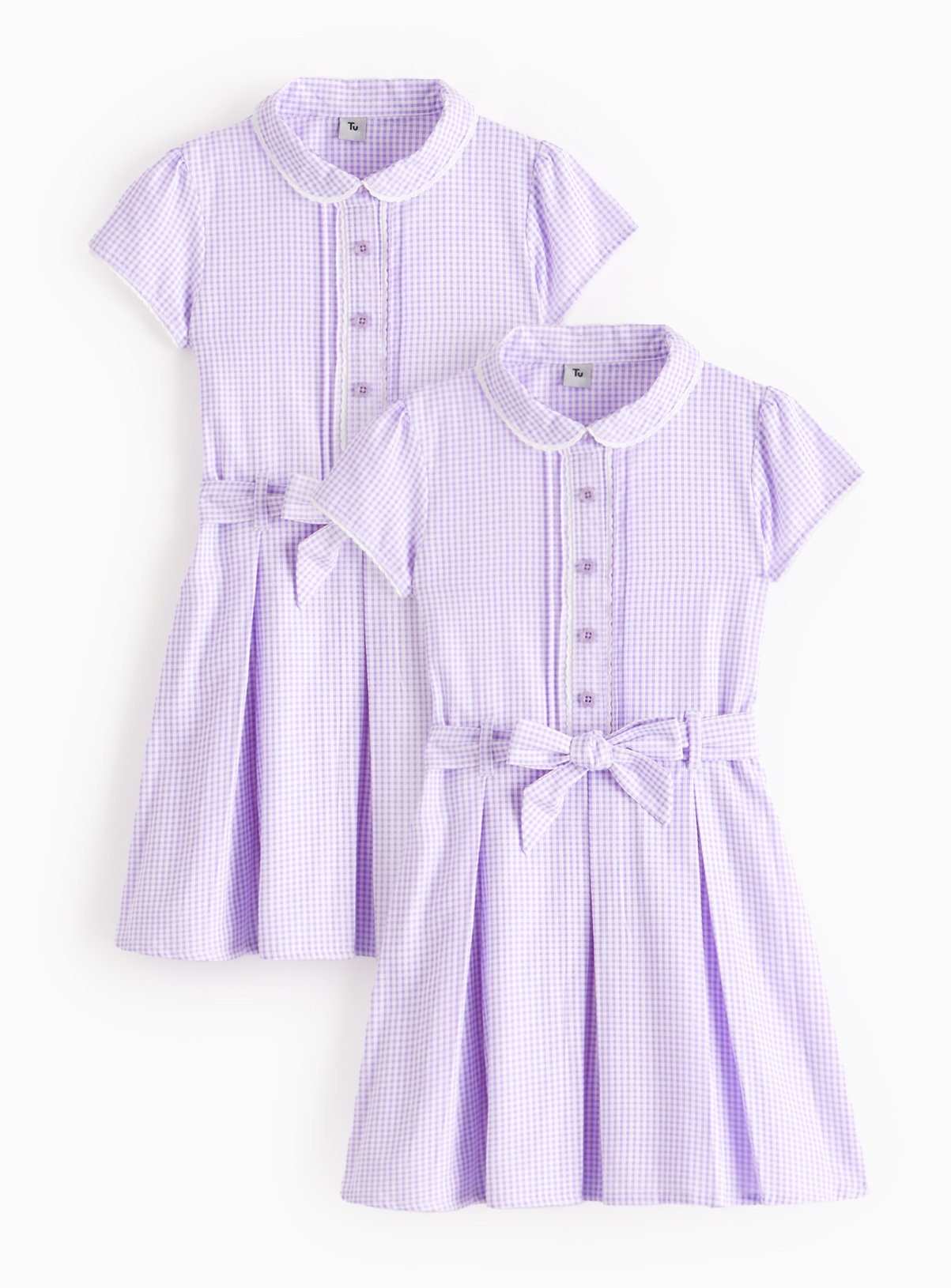 2 Pack Classic Lilac 'Dress with Ease' Gingham Dress (13 Years) - Tu by Sainsbury's