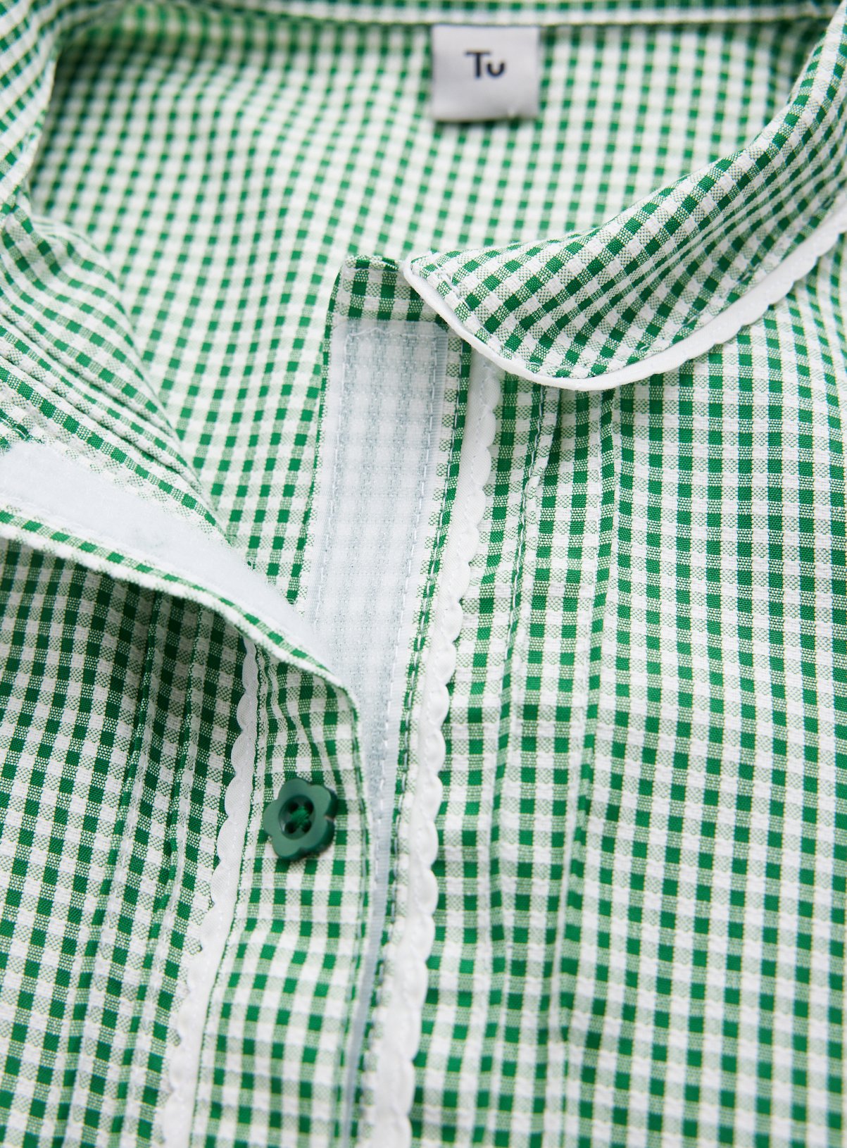 Green Gingham Cotton Blend Back Bow Dress 2 Pack 7 years - Image 2 thumbnail
