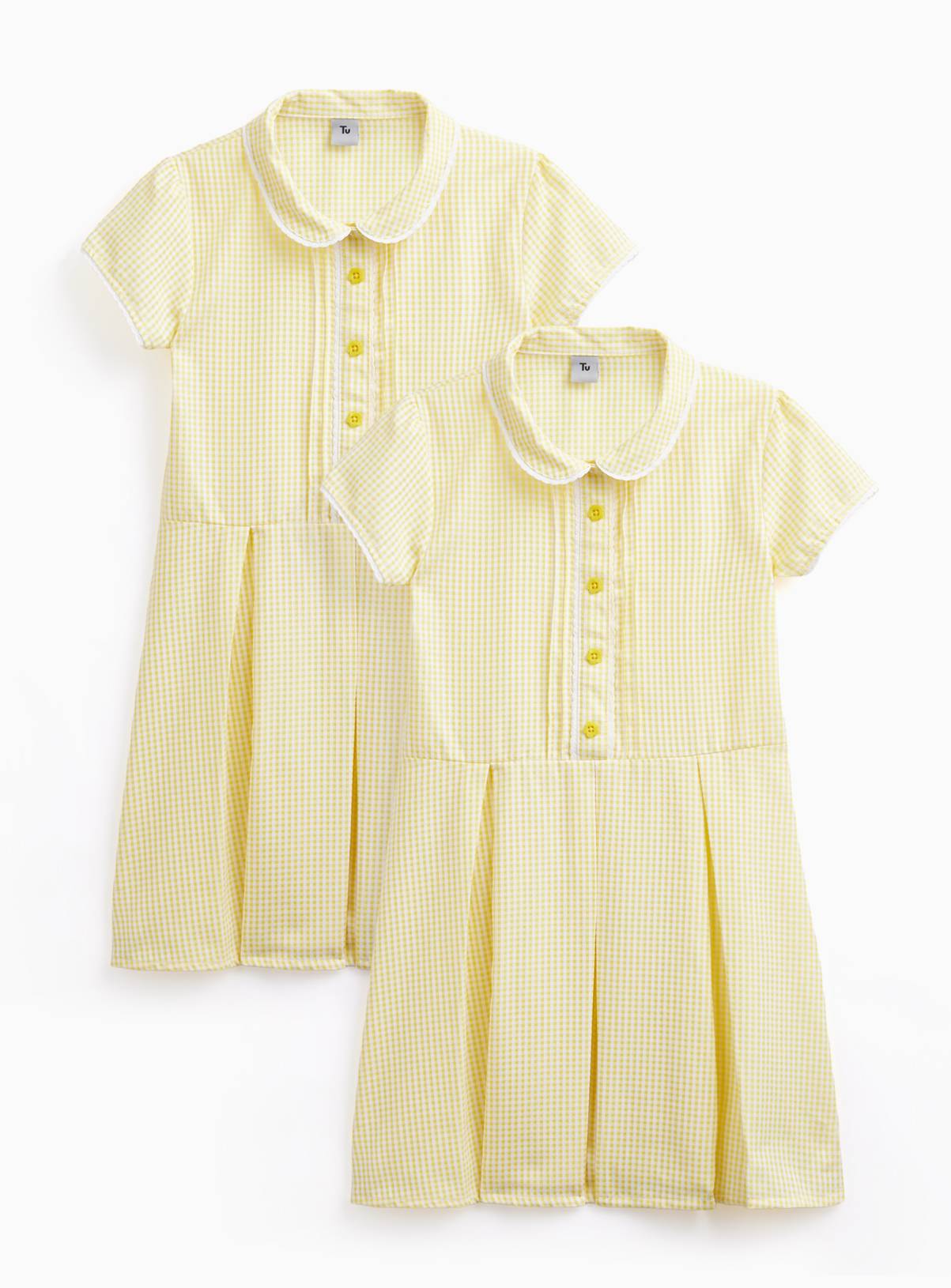 Yellow Gingham Cotton Blend Easy Fit Dress 2 Pack 11 years - Image 1