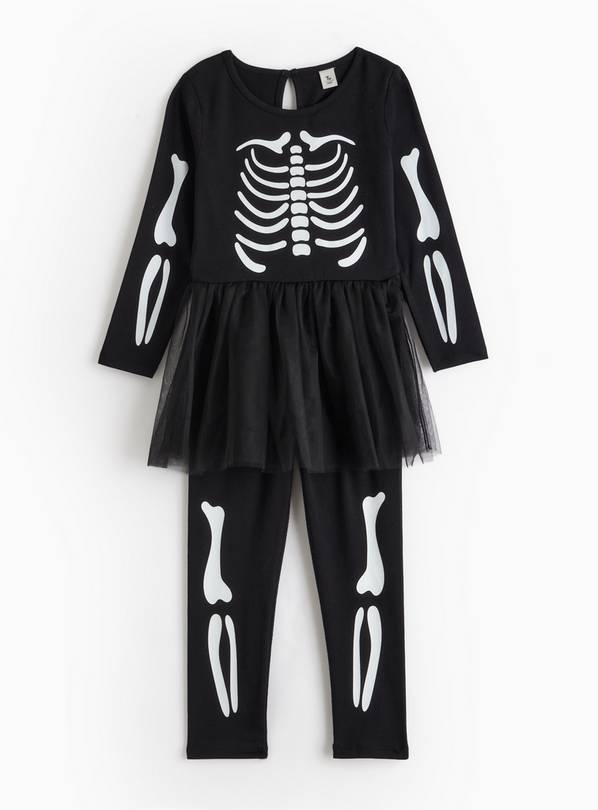 Halloween Skeleton Printed All-In-One With Tutu Skirt  6 years