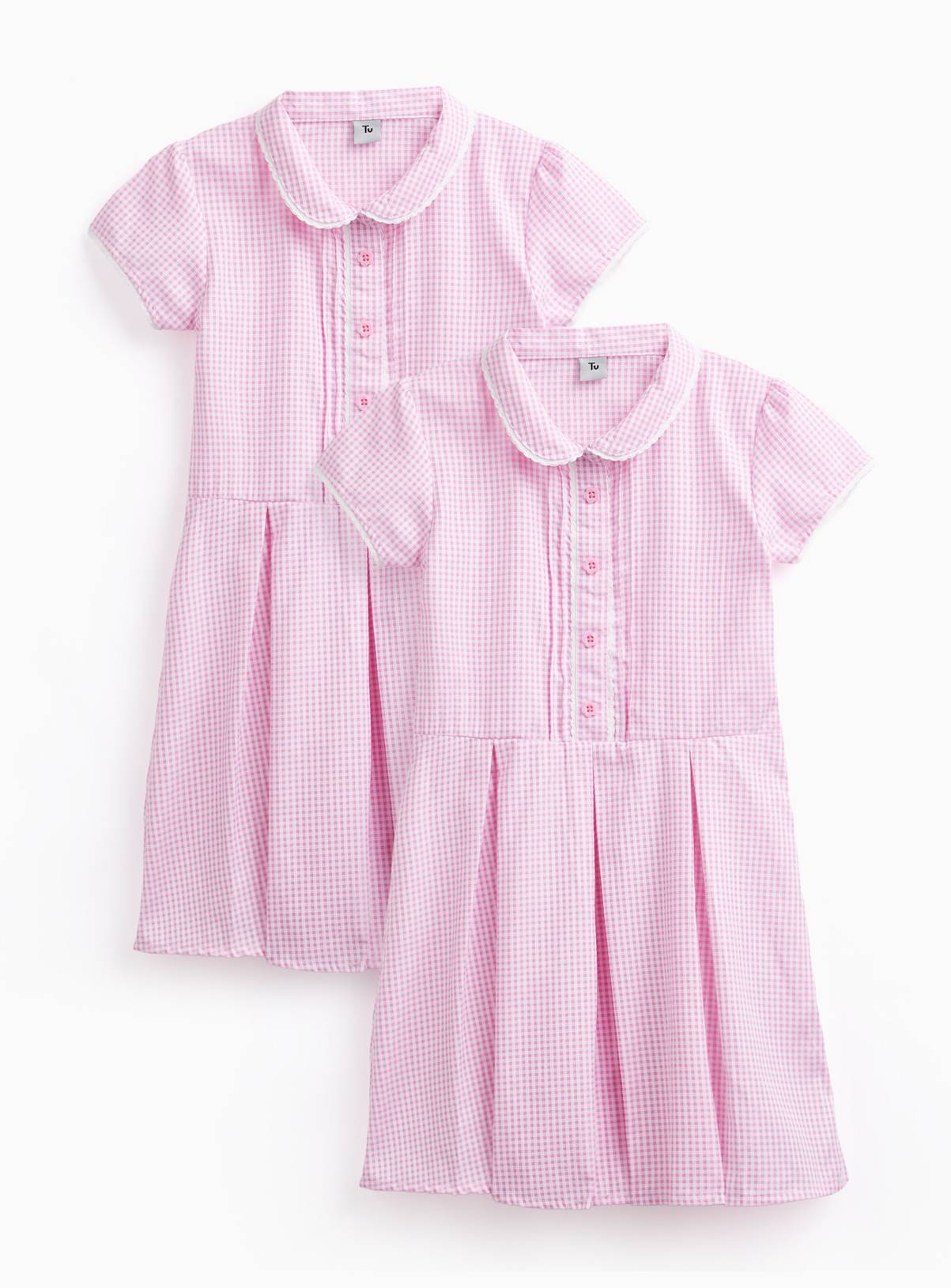 2 Pack Classic Pink 'Dress with Ease' Gingham Dress 11 years - Image 1