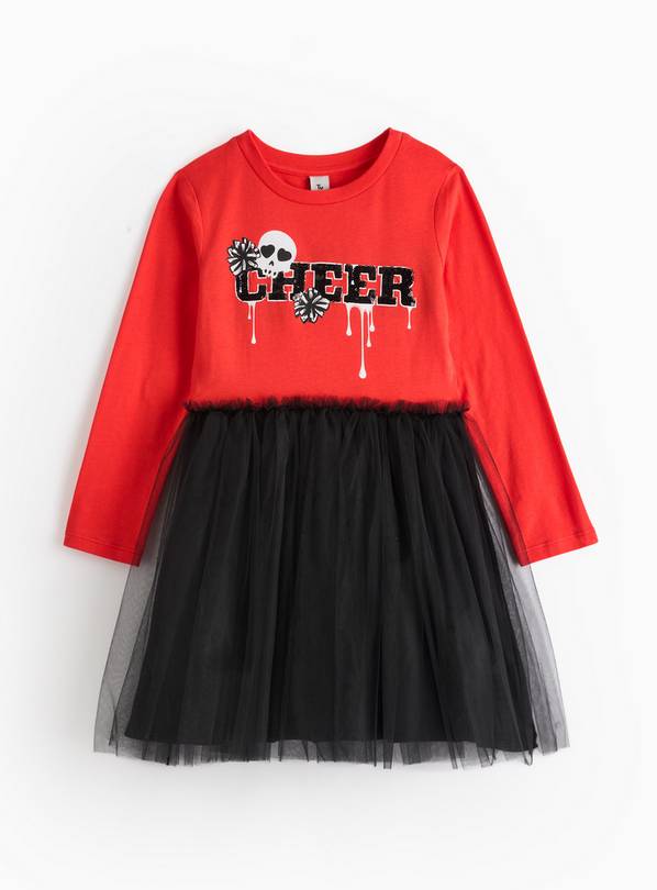 Halloween Red Cheerleader Print Tutu Dress 6 years