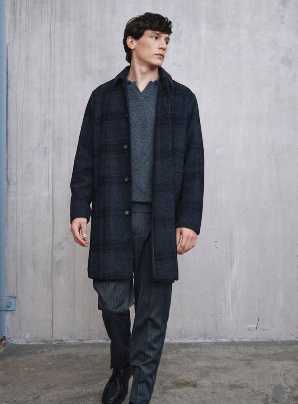 CASUAL FRIDAY CFCOLE Dark Grey Check Relaxed Overcoat L