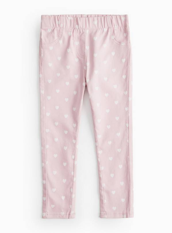 Pink Heart Print Jeggings 3-4 years