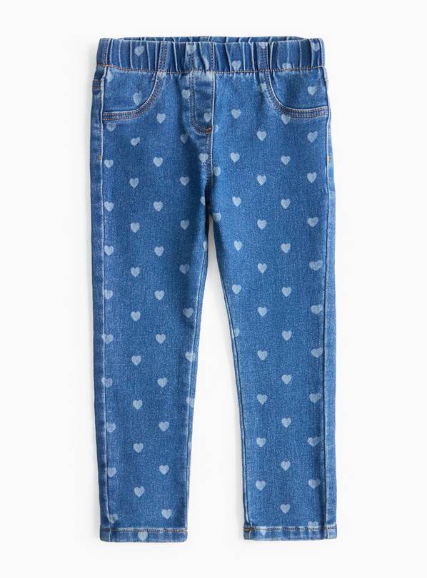 Blue Heart Print Jeggings 6-7 years