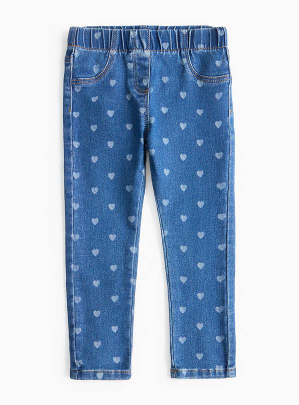 Blue Heart Print Jeggings 1-2 years