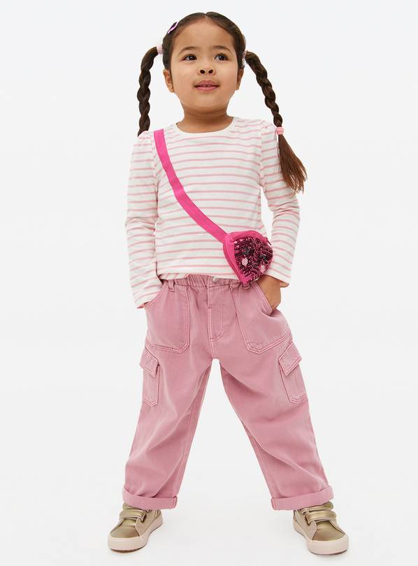 Pink Wide Leg Cargo Trousers 1-2 years