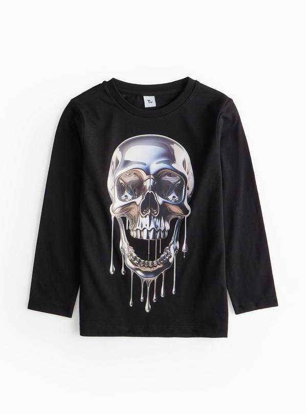 Halloween Skull Graphic Print Long Sleeve Top 9 years