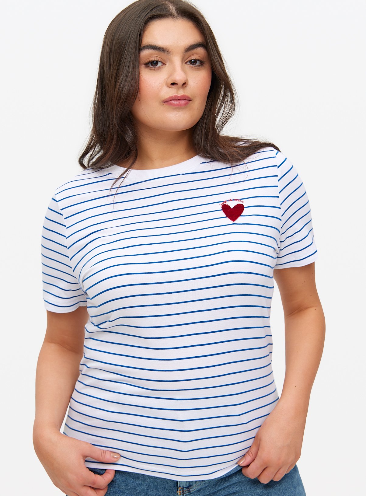 Navy Stripe Heart Motif T-Shirt 16