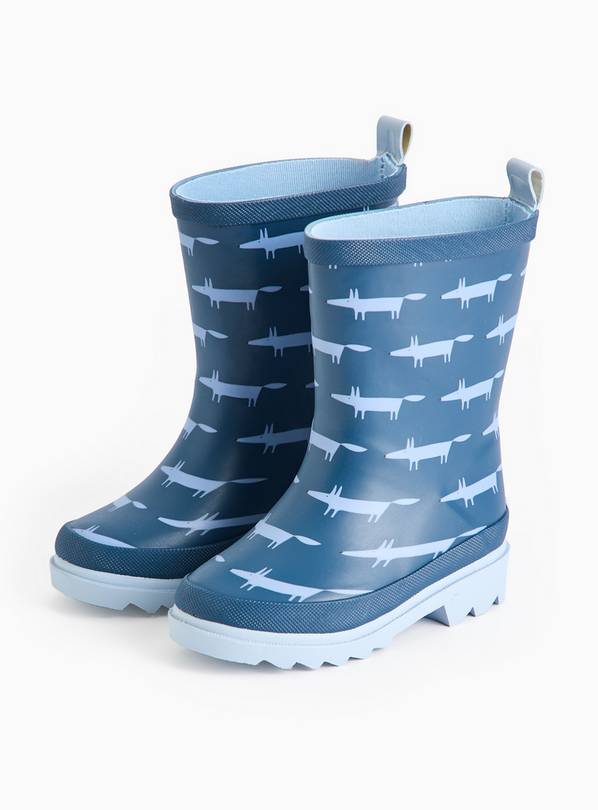 Tu X Scion Navy Mr Fox Rubber Wellies 8 Infant