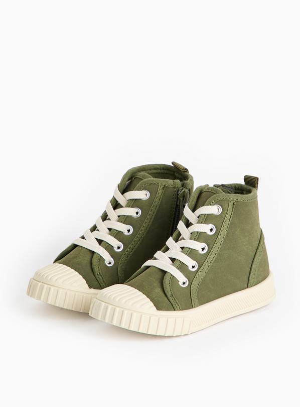 Khaki Faux Suede High Top Trainers 8 Infant