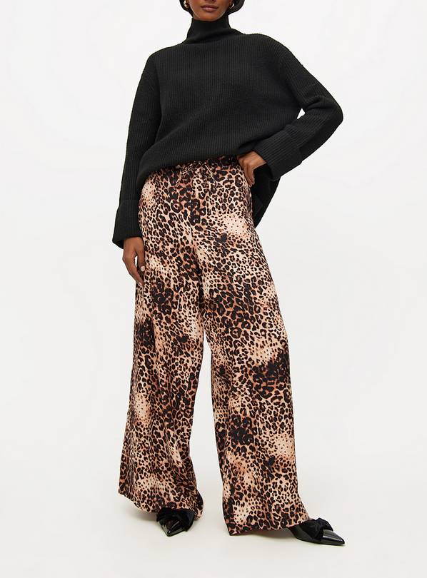 Leopard Print Ultra Wide Leg Trousers  12